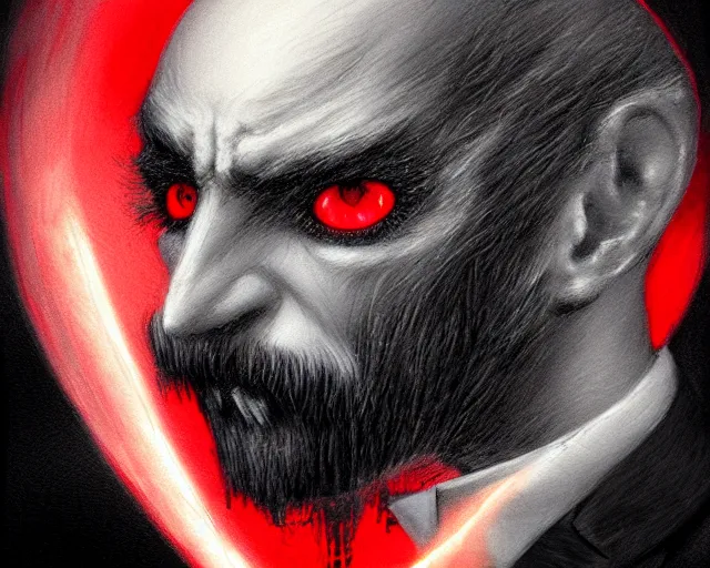 Image similar to closeup profile portrait of jack the ripper with glowing red eyes and bat wings, nicoletta ceccoli, mark ryden, lostfish, max fleischer, hyper realistic, artstation, illustration, digital paint, matte paint, vivid colors, bright, cheerful, detailed and intricate environment