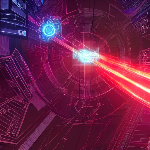 Prompt: A red laster beam in cyberspace, dreamlike digital illustratoin, Android Netrunner, intricate background