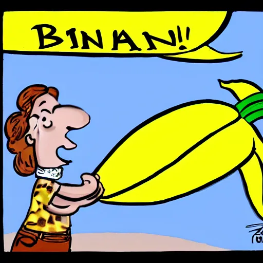 Image similar to a flying banana, cartoon