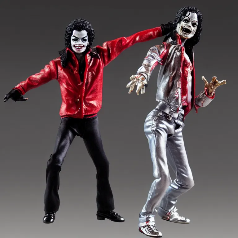 Prompt: michael jackson thriller cute toy statue, dance pose, zombie, hdr, sideshow collectibles, high detail,