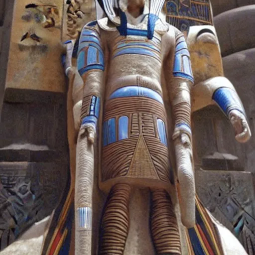 Image similar to the annunaki have returned to egypt wearing space suits that look like egyptian pharoah head - dresses and breathing hoses that look like elephant trunks - in star wars episode 3