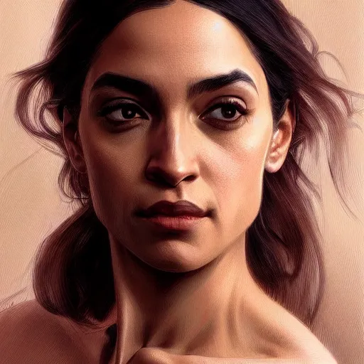 Prompt: ultra realistic illustration, alexandria ocasio - cortez, intricate, elegant, highly detailed, digital painting, artstation, concept art, smooth, sharp focus, illustration, art by artgerm and greg rutkowski and alphonse mucha