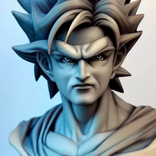 Image similar to amazing lifelike award winning marble bust of goku trending on art station artgerm Greg rutowski alpgonse mucha cinematic