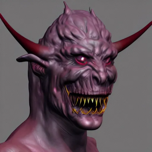 Image similar to detailed zbrush sculpt of a demon with horns and sharp teeth