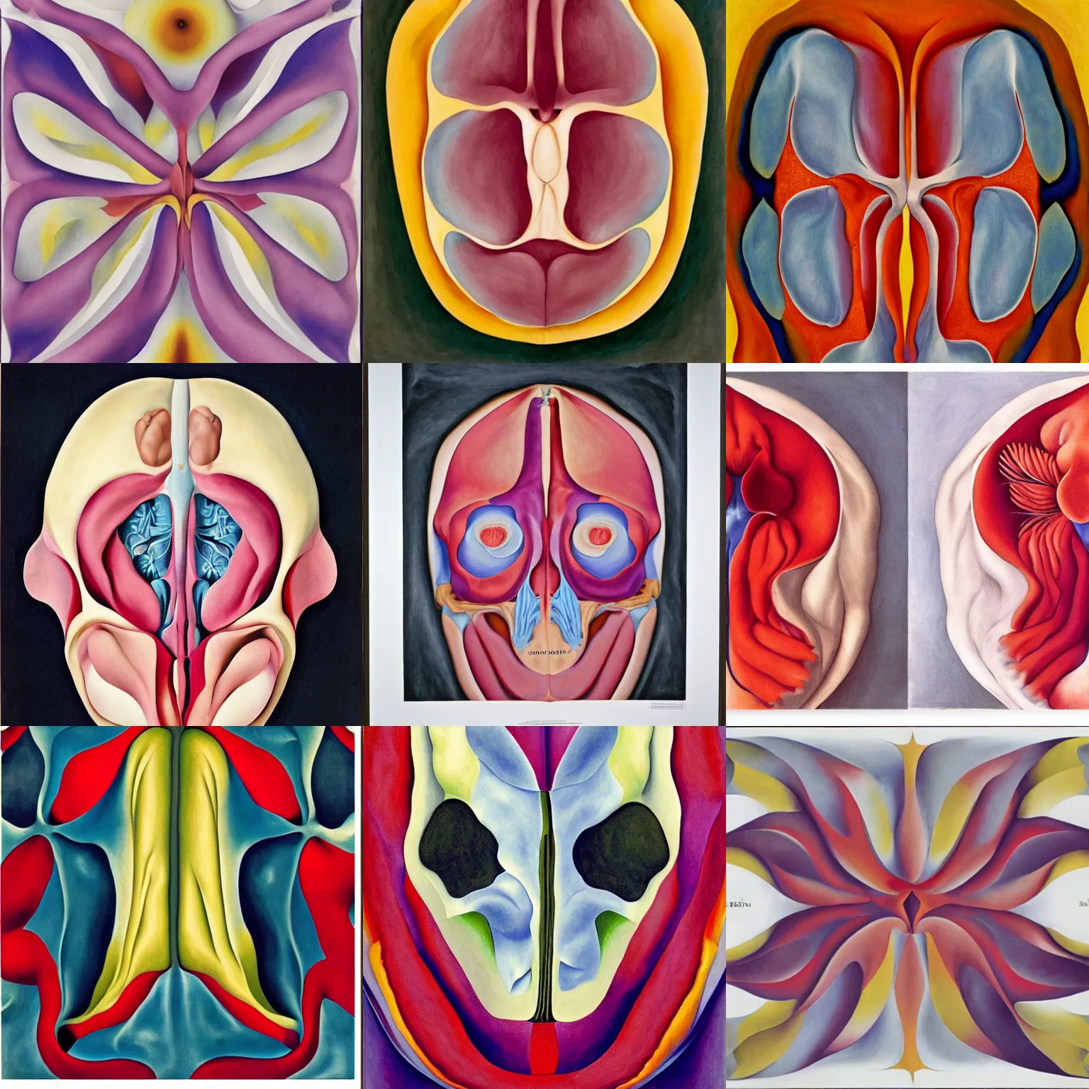 georgia okeeffe bilateral symmetry anatomy | Stable Diffusion