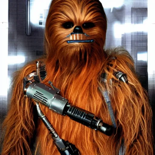 Prompt: Chewbacca as a terminator cyborg