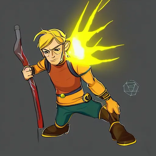 Image similar to link from zelda htting reverse flash's head with a hammer, cartoon, digital art, artstation