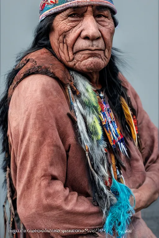 Prompt: Photo of Native American man Donald Tramp, portrait, skilled homeless, realistic, detailed, Donald Tramp, photorealistick, Sony A7R