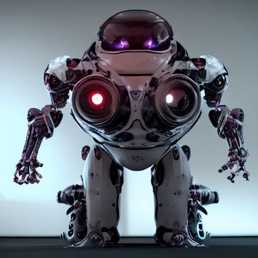 Prompt: unreal engine, cyberpunk robotic frog