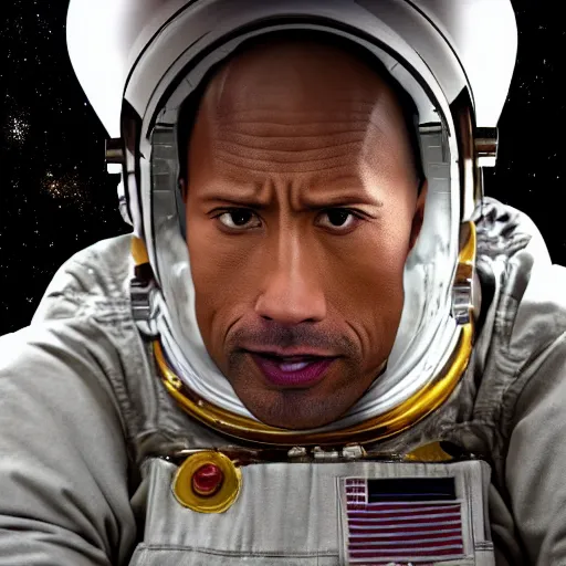 Prompt: dwayne johnson as an astronaut sitting on the moon reading comics