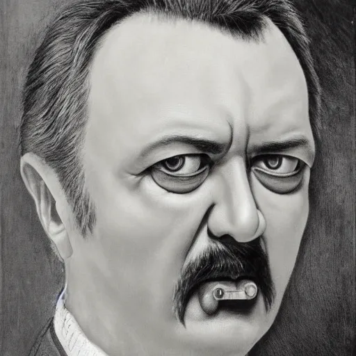 Prompt: Portrait by H.R.Giger of Igor Ivanovich Strelkov very degraded Abomination, photo-realistic, 2K, highly detailed