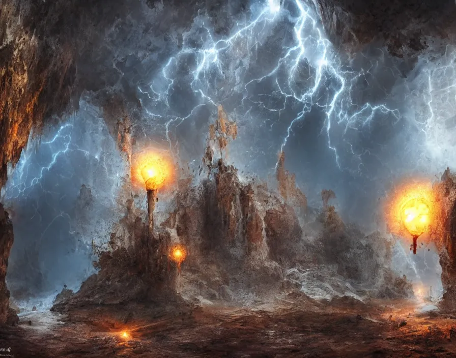 Image similar to old cristian church in deep cave with abstract energy lightning ball, realistic, beautiful texture, beautiful graphics, fantasy artwork, very beautiful scenery, hd, hdr, ue 5, ue 6, unreal engine 5, cinematic 4 k wallpaper, 8 k, ultra detailed