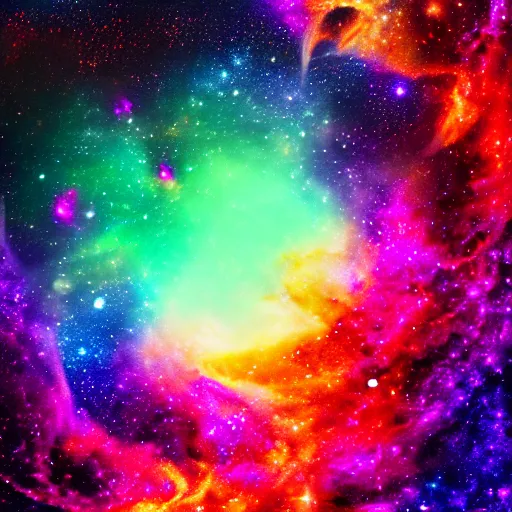 Prompt: dragon composed of nebula and galaxies, vivid colors, extremely high detail, intricate, abstract, 8 k, digital art