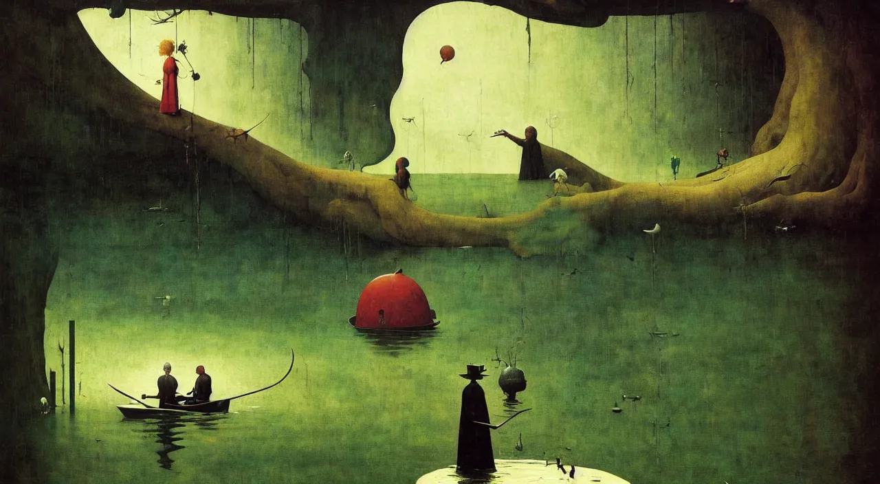 Image similar to single flooded simple!! creature, very coherent and colorful high contrast masterpiece by norman rockwell franz sedlacek hieronymus bosch dean ellis simon stalenhag rene magritte gediminas pranckevicius, dark shadows, sunny day, hard lighting