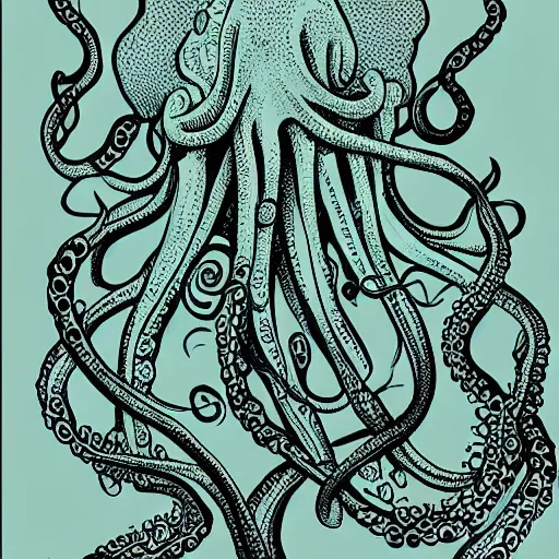 Image similar to Tentacles, Octopus, Cthulhu, digital art