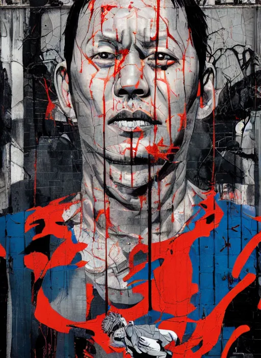 Prompt: symmetry!! portrait of tetsuo from akira, by sachin teng, organic, cables, matte painting, geometric shapes, hard edges! graffiti, street art