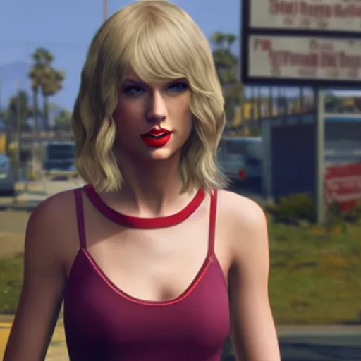 Prompt: A beautiful, surreal character portrait of Taylor Swift in a GTA 5 game setting