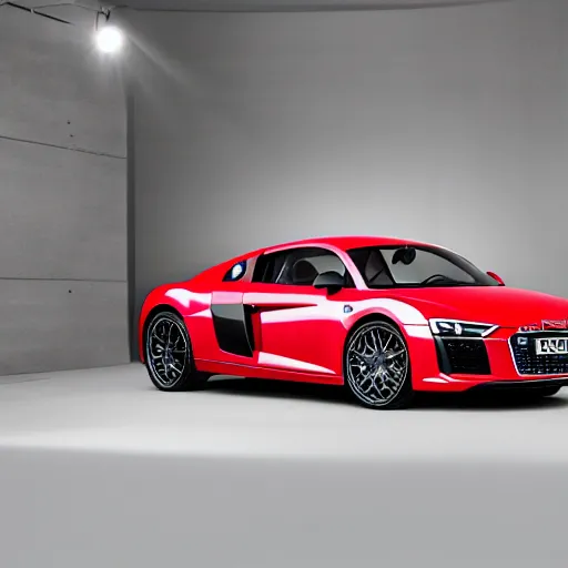 Prompt: photo of a audi r8, hyperrealistic render, advertising photography, studio lighting, 8k,