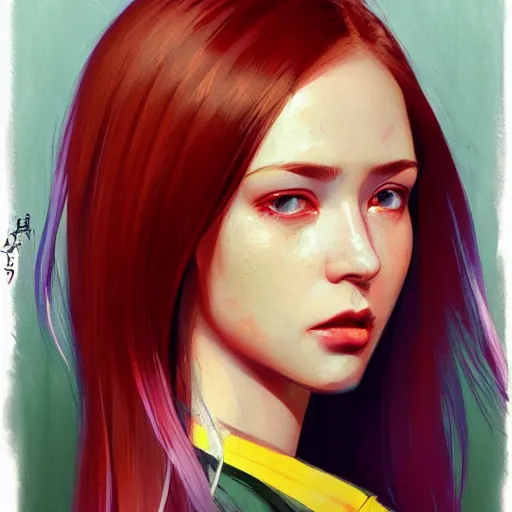 Image similar to half - flame woman with cute - fine - face, pretty face, multicolored hair, realistic shaded perfect face, fine details, fine details, by realistic shaded lighting poster by ilya kuvshinov katsuhiro otomo, magali villeneuve, artgerm, jeremy lipkin and michael garmash and rob rey