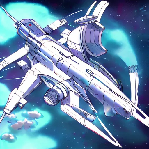 Prompt: digital painting anime style sci - fi spaceship with transparent background