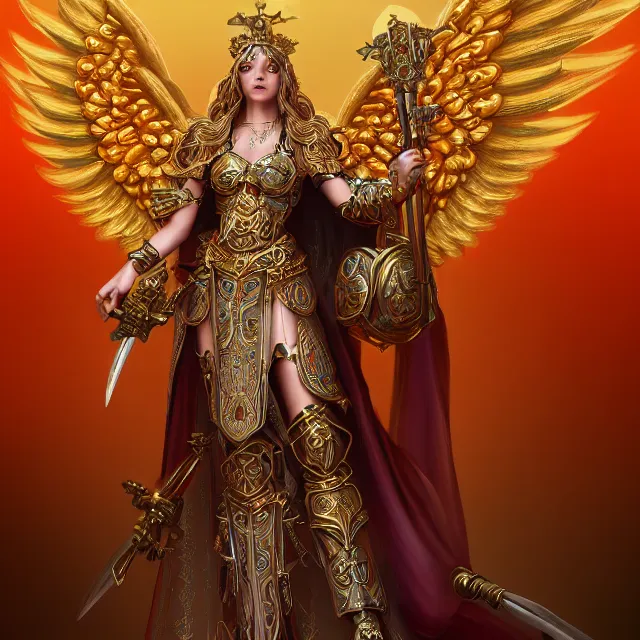 Image similar to beautiful angel warrior queen in ornate robes, highly detailed, 8 k, hdr, award - winning, trending on artstation, ann stokes