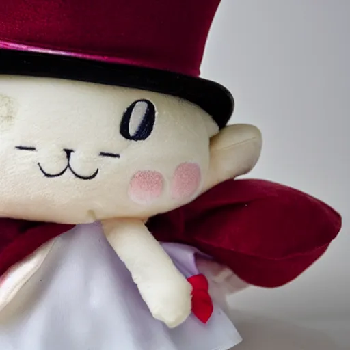 Prompt: cute fumo plush of a girl in a top hat, anime girl, hat