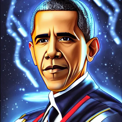 Image similar to Obama Captain of the starship enterprise, by Ross Tran