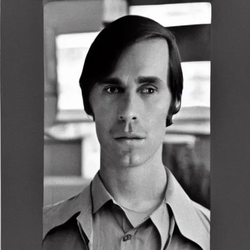 Image similar to A photograph portrait of Jerma985 with short-medium length hair a combover wearing early 1970s menswear in the early 1970s, taken in the early 1970s, grainy, taken on a 1970s Kodak Camera, realistic, hyperrealistic, very realistic, highly detailed, very detailed, extremely detailed, detailed, digital art, trending on artstation, colorized photo