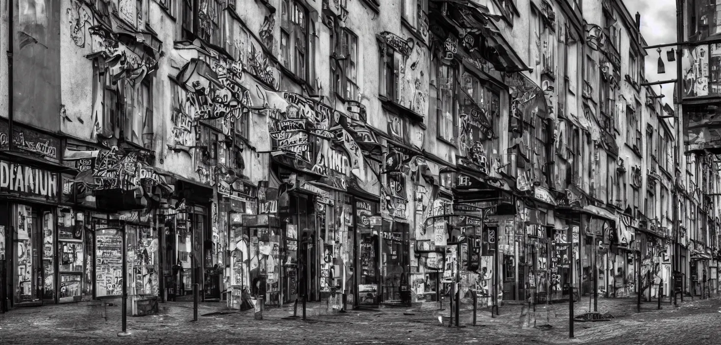 Image similar to kreuzberg streets, hyperrealistic, gritty, dark, urban photography, photorealistic, high details