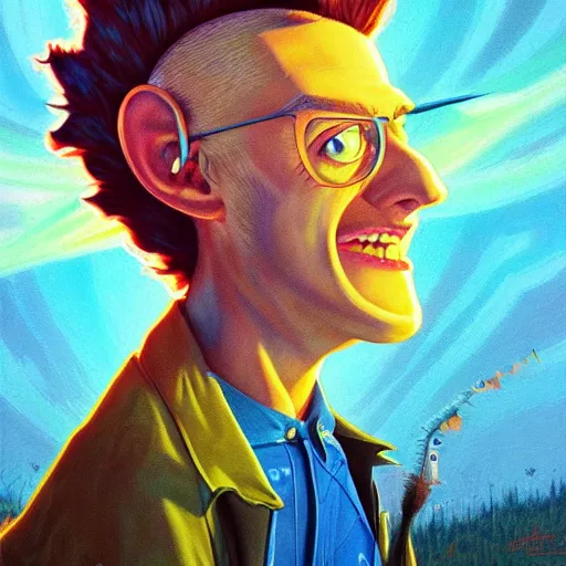 Image similar to lucky mohawk projector portrait by gaston bussierre and charles vess and james jean and erik jones and rhads, inspired by rick and morty, epic, funny, huge scale, beautiful fine face features, intricate high details, sharp, ultradetailed