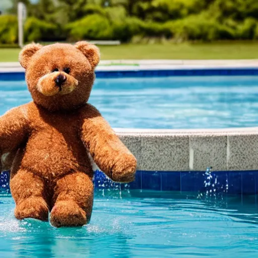 Image similar to teddy bear playing in a pool