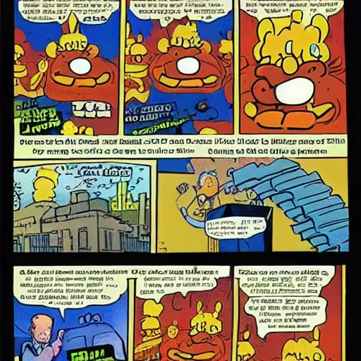 Prompt: Garfield Comic about atomic war, Drawn by Jim Davis, Funny, Sad, Creepy