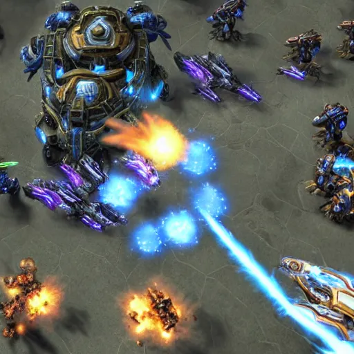 Image similar to a screenshot from a professional starcraft 2 match