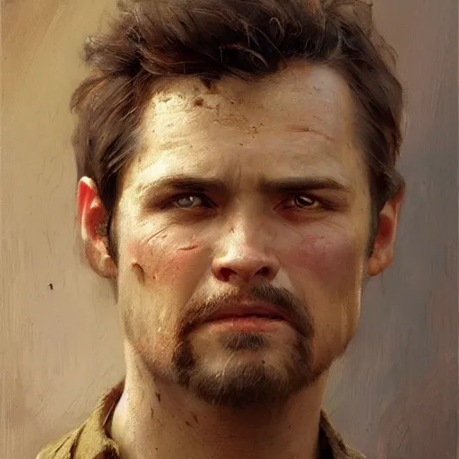 Image similar to detailed cinematic wide shot of short man with recessed chin chantalt tilt weak jawline and bug eyes dirty round face poor clothes smooth, highly detailed sharp focus, photorealistic, ultra realistic, spring light, painting by gaston bussiere, craig mullins, j. c. leyendecker