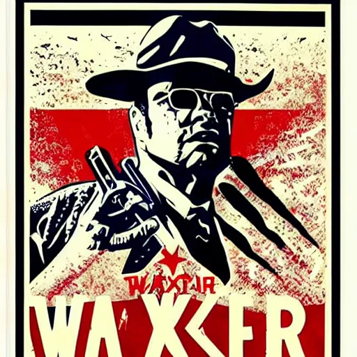 Prompt: walker - texas - ranger poster by shepard fairey