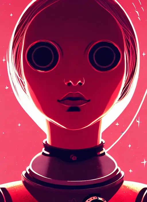 Prompt: highly detailed portrait of a hopeful pretty astronaut lady with a wavy blonde hair, by James Gilleard , 4k resolution, nier:automata inspired, bravely default inspired, vibrant but dreary but upflifting red, black and white color scheme!!! ((Space nebula background))