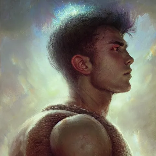 Prompt: handsome portrait of a young guy fitness posing, war hero, radiant light, caustics, translucent rainfall, berserk, by gaston bussiere, bayard wu, greg rutkowski, giger, maxim verehin