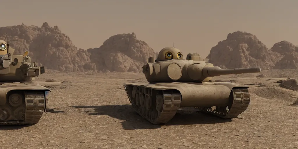 Prompt: a minion sitting on a tank in the desert, gulf war, afghanistan, middle east, award winning photo, angular, unreal engine 5 highly rendered, global illumination, detailed and intricate