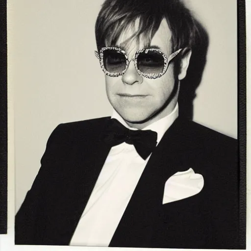 Prompt: Elton John in his 20s, Polaroid