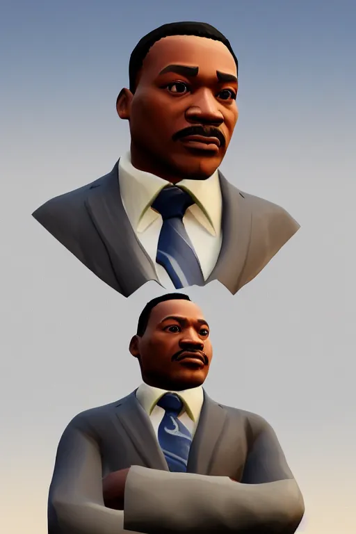 Image similar to martin luther king, american civil rights leader, fortnite character, unreal engine. 4 k, highly detailed