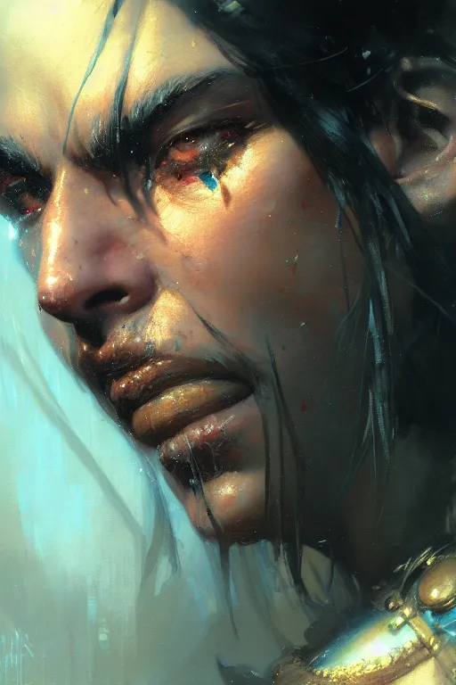 Prompt: extreme close up jinx arcane high detail portrait dnd, painting by gaston bussiere, craig mullins, greg rutkowski, yoji shinkawa