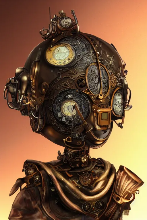 Image similar to steampunk helmet fantasy art mask robot ninja stylized digital illustration sharp focus, elegant intricate digital painting artstation concept art global illumination ray tracing advanced technology chaykin howard and campionpascale and cooke darwyn and davis jack