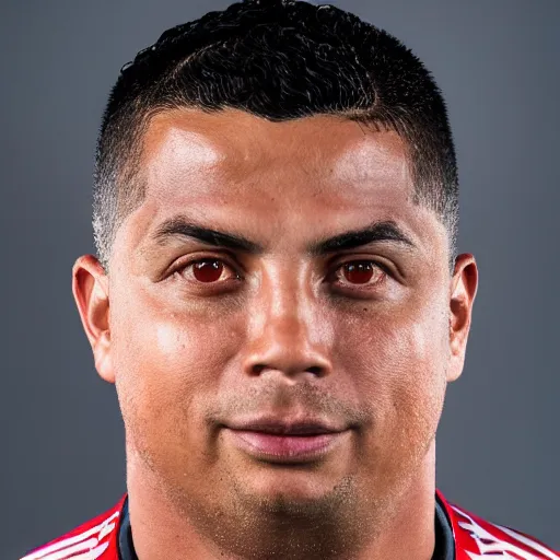 Image similar to ronaldo nazario fenomeno, 3 0, head and shoulders, studio photograph, portrait