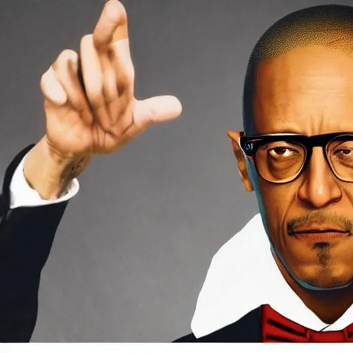 Image similar to gustavo fring from Breaking Bad as a rapper