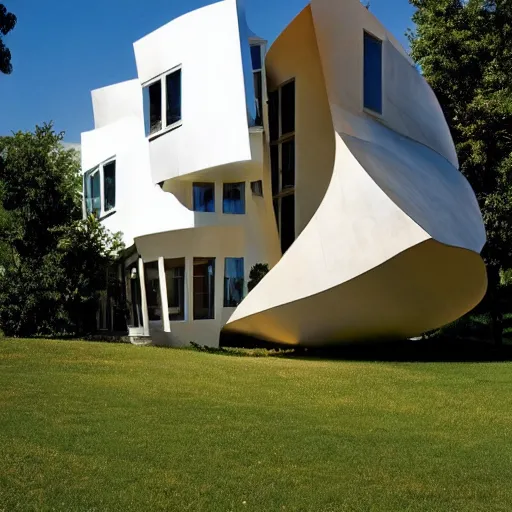 Image similar to house designed by frank gehry,