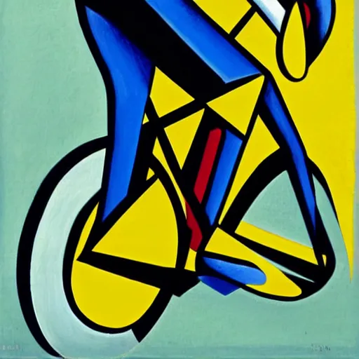 Prompt: a painting by fortunato depero showing a woman on a road bike