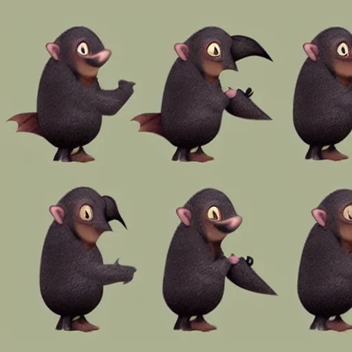 Image similar to character design of cute niffler, cartoon style, like goblin nft