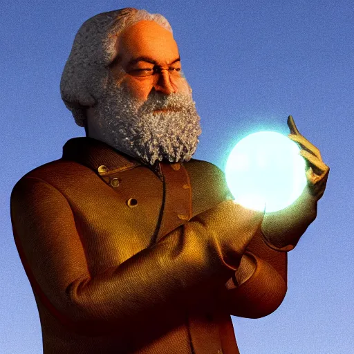 Prompt: Reptilian Karl Marx pondering his Orb, Unreal Engine, Technicolor