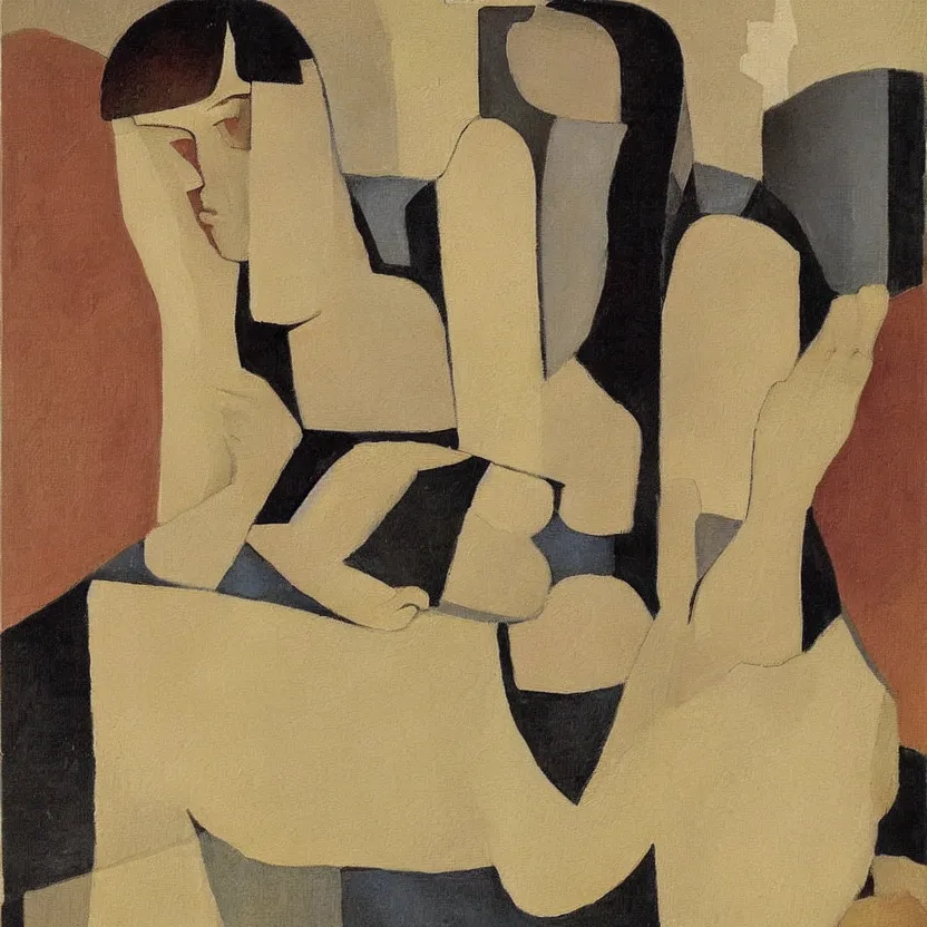 Image similar to a painting of a smartphone by felice casorati