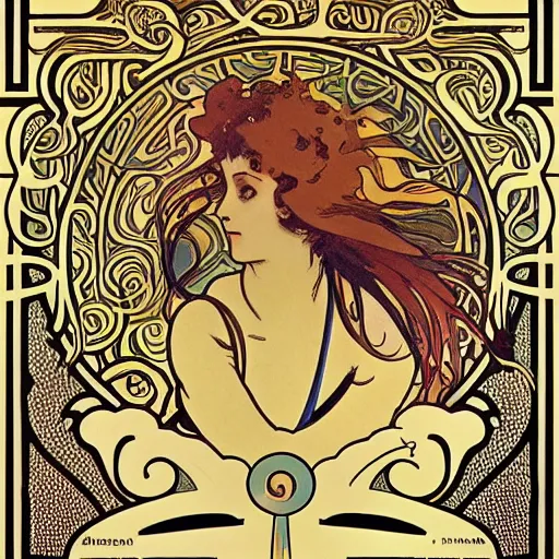 Prompt: swirls and graphics elements from a poster by alphonse mucha, art nouveau, graphic, circular h 7 0 4